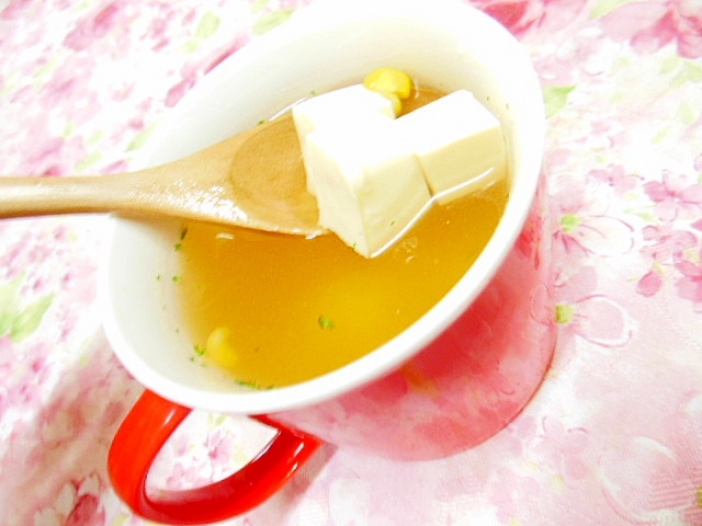 ❤豆腐とコーンの玉葱生姜にんにくスープ❤