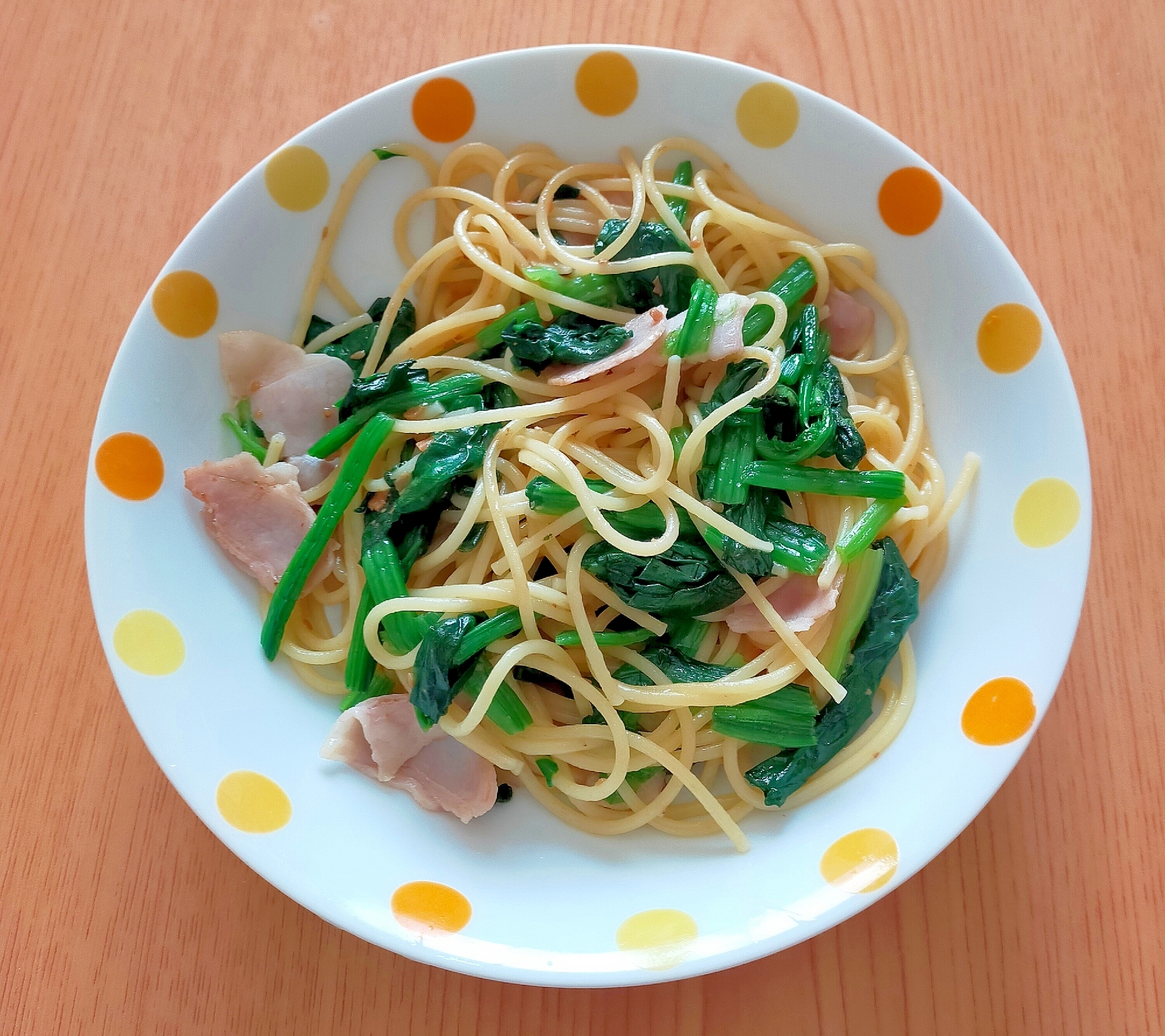 ほうれん草とベーコンの和風パスタ