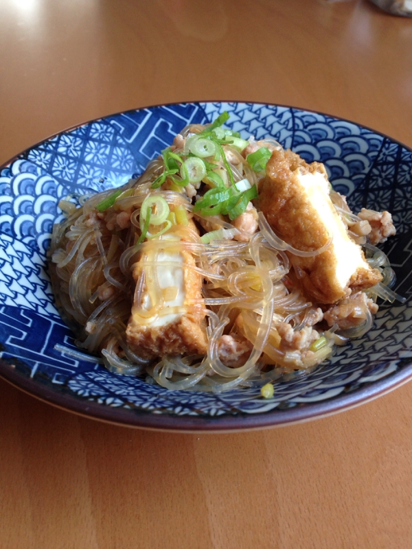 厚揚げと春雨のピリ辛煮♪