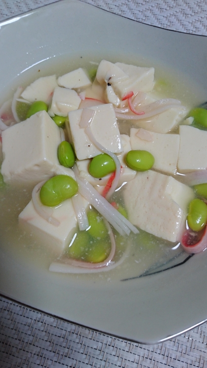 簡単副菜♪枝豆と豆腐のとろとろ煮