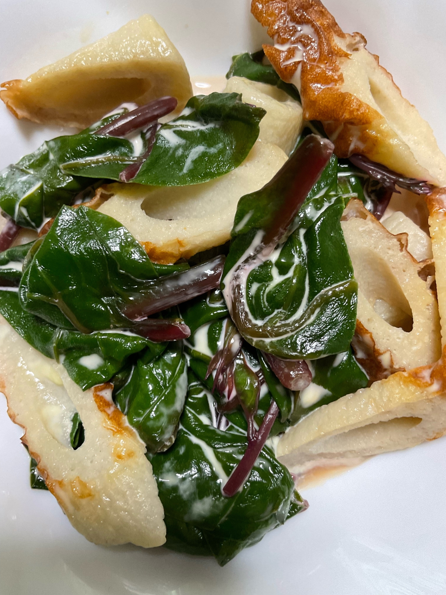 ツルムラサキとちくわのマヨポン和え