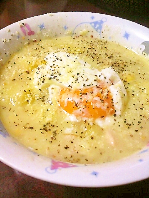 アレンジ☆クリームシチューでカルボナーラ風スープ