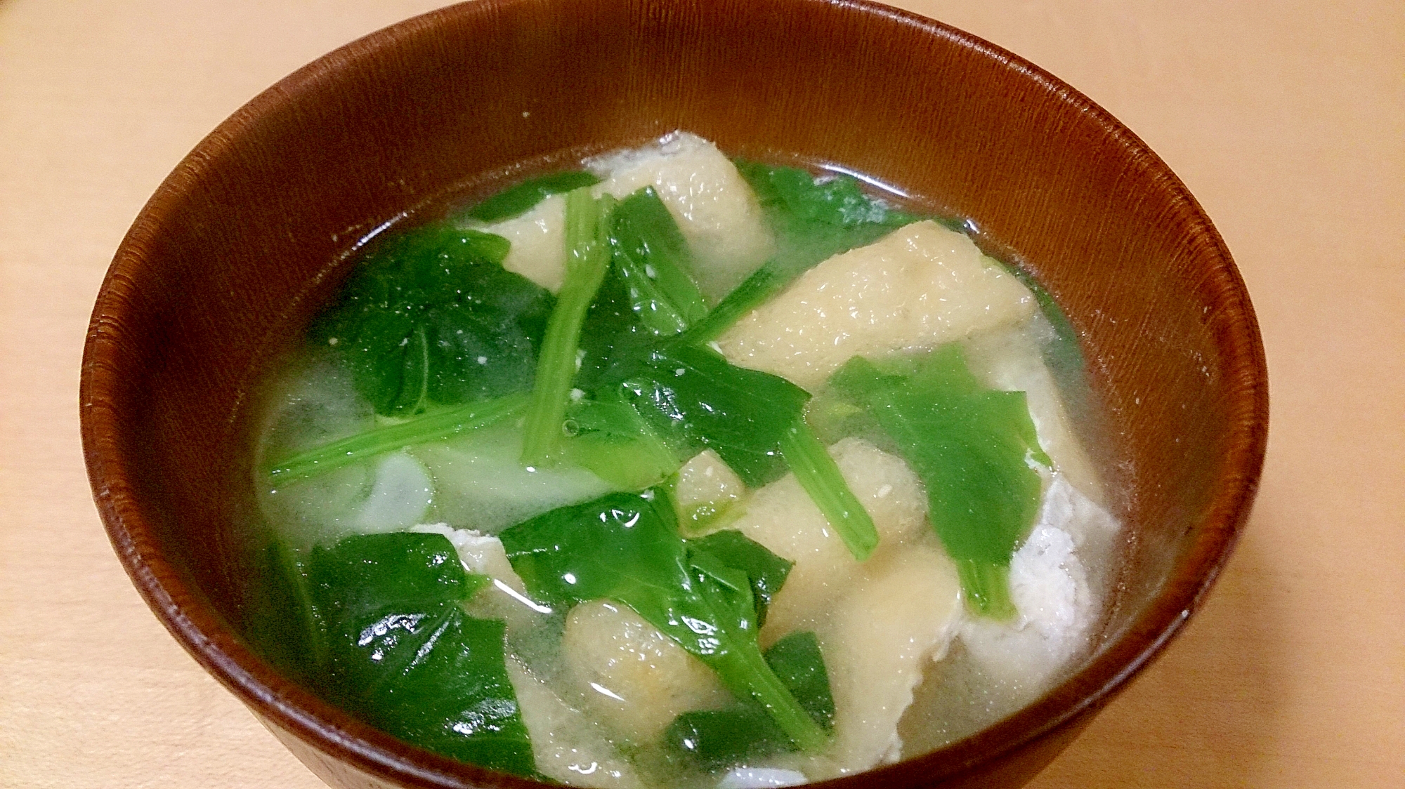 ほうれん草と長ネギと油揚げのお味噌汁