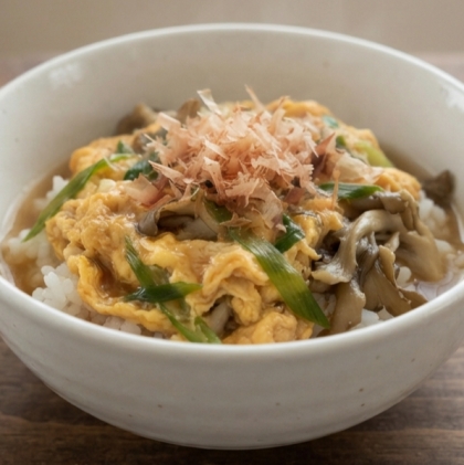長ネギと椎茸のおかか丼