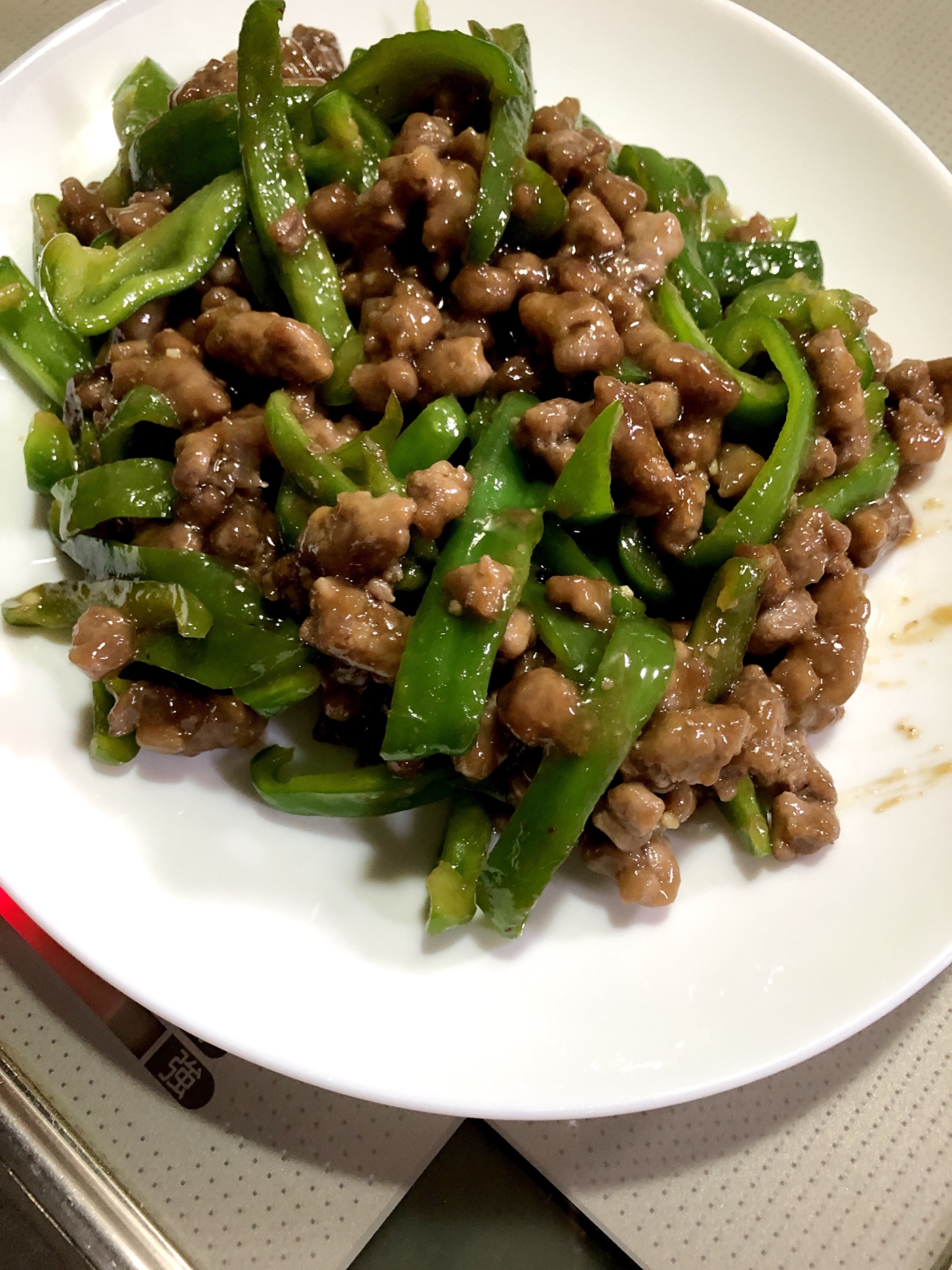 粗挽きひき肉とピーマン炒め(青椒肉絲)