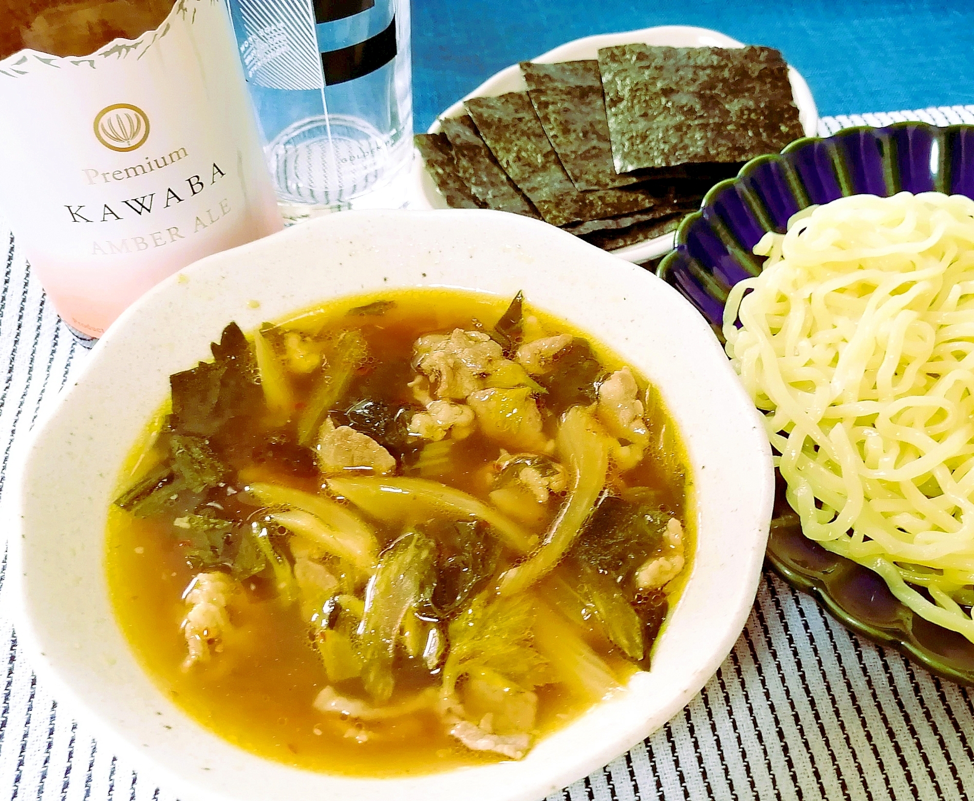 ビールにも合う！豚セロリつけ麺