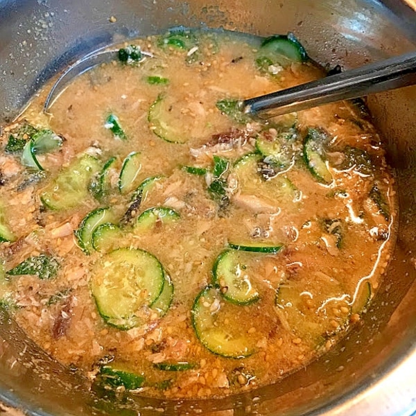 鯖缶で冷や汁風そうめんつけつゆ 梅酢入り レシピ 作り方 By まごれんじ 楽天レシピ 鯖缶で冷や汁風そうめんつけつゆ 梅酢入り レシピ 作り方 By まごれんじ 楽天レシピ