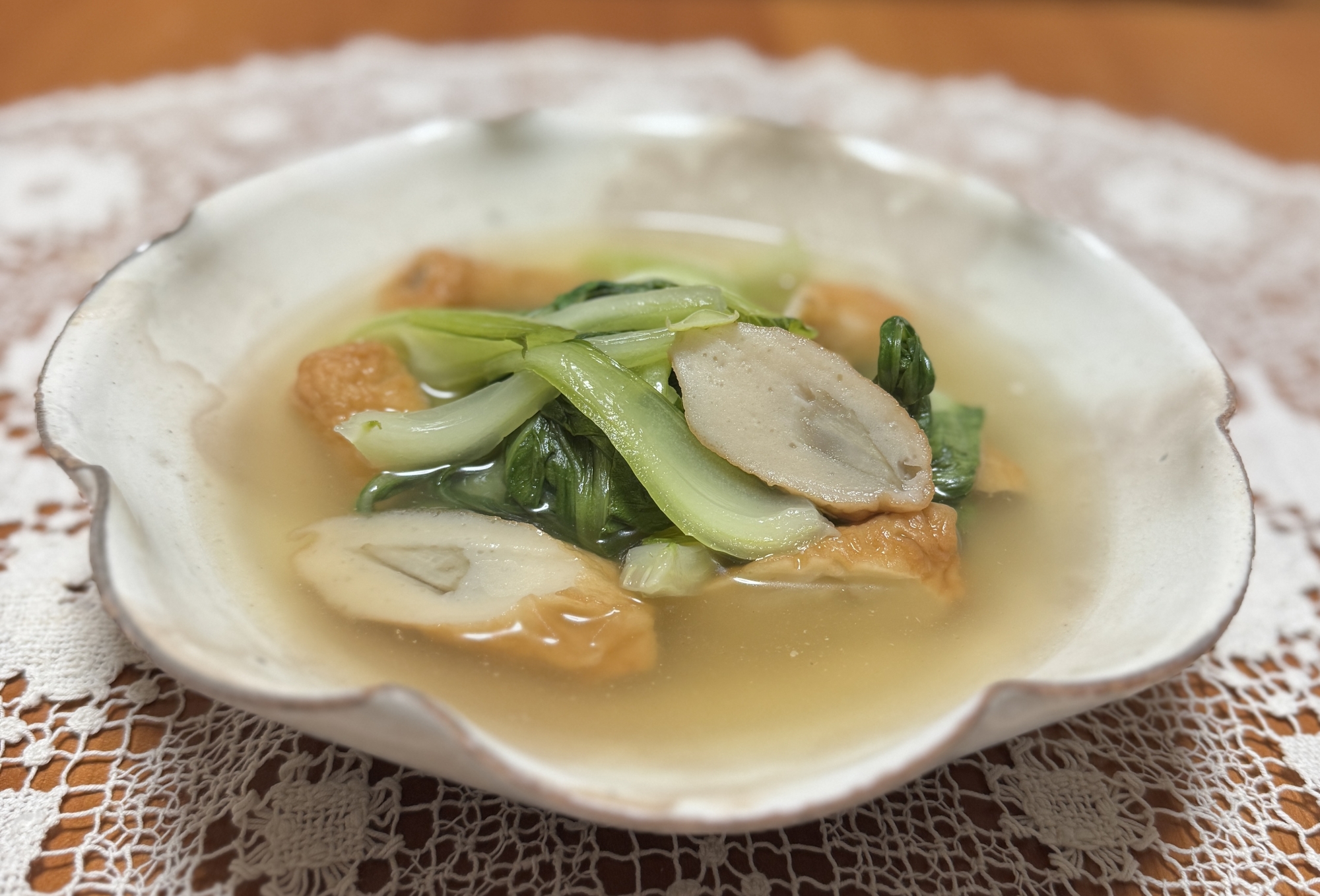 ღ˘◡˘றﾎｯｺﾘ~ごぼう天とチンゲン菜の☆煮浸し