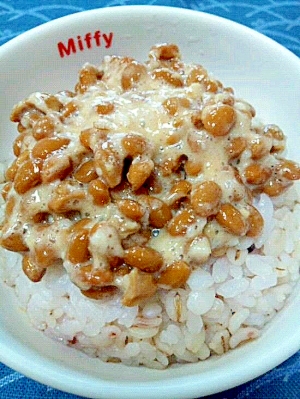 納豆の食べ方-塩麹＆おろし生姜♪