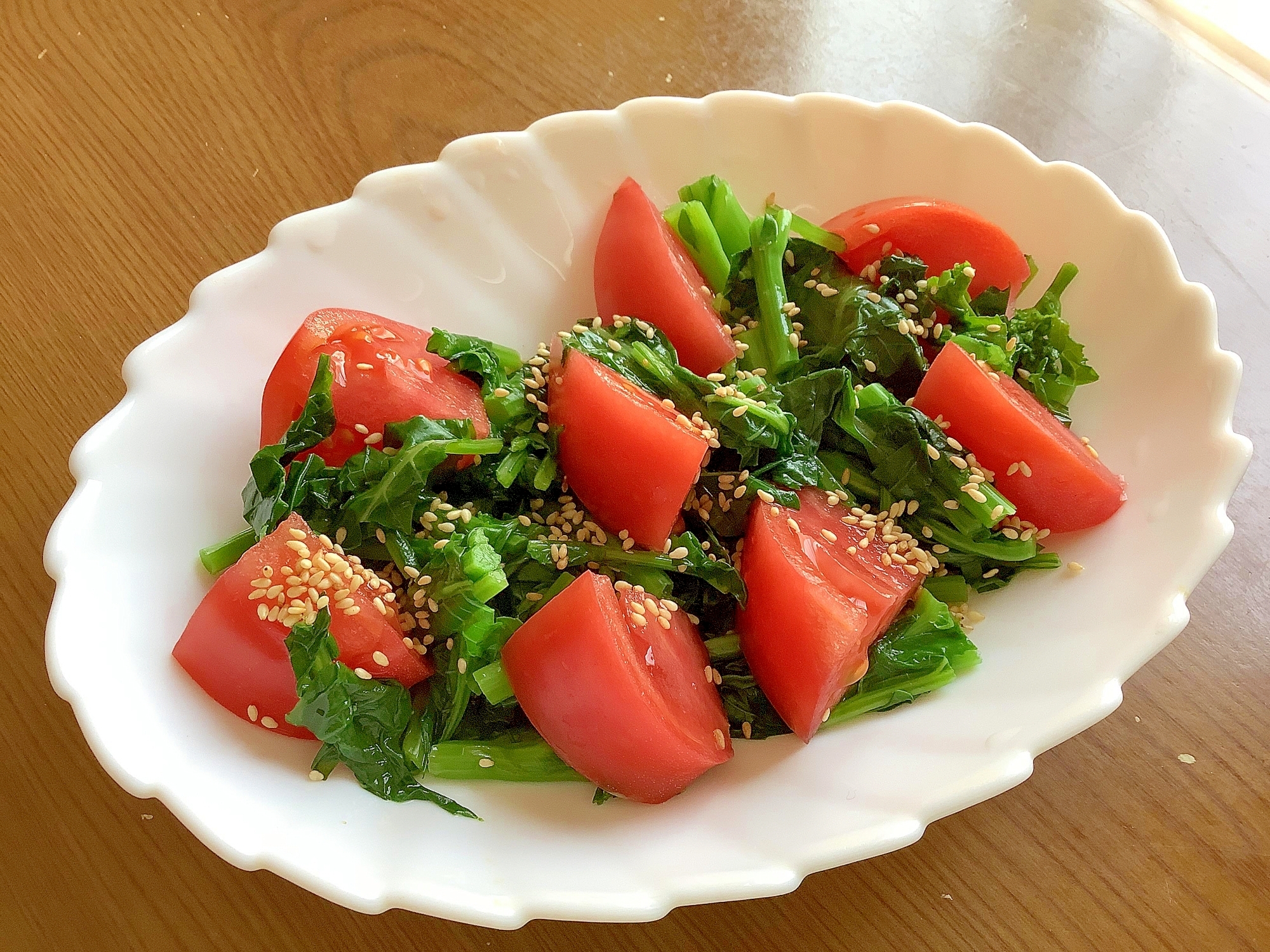 かき菜トマトのポン酢和え