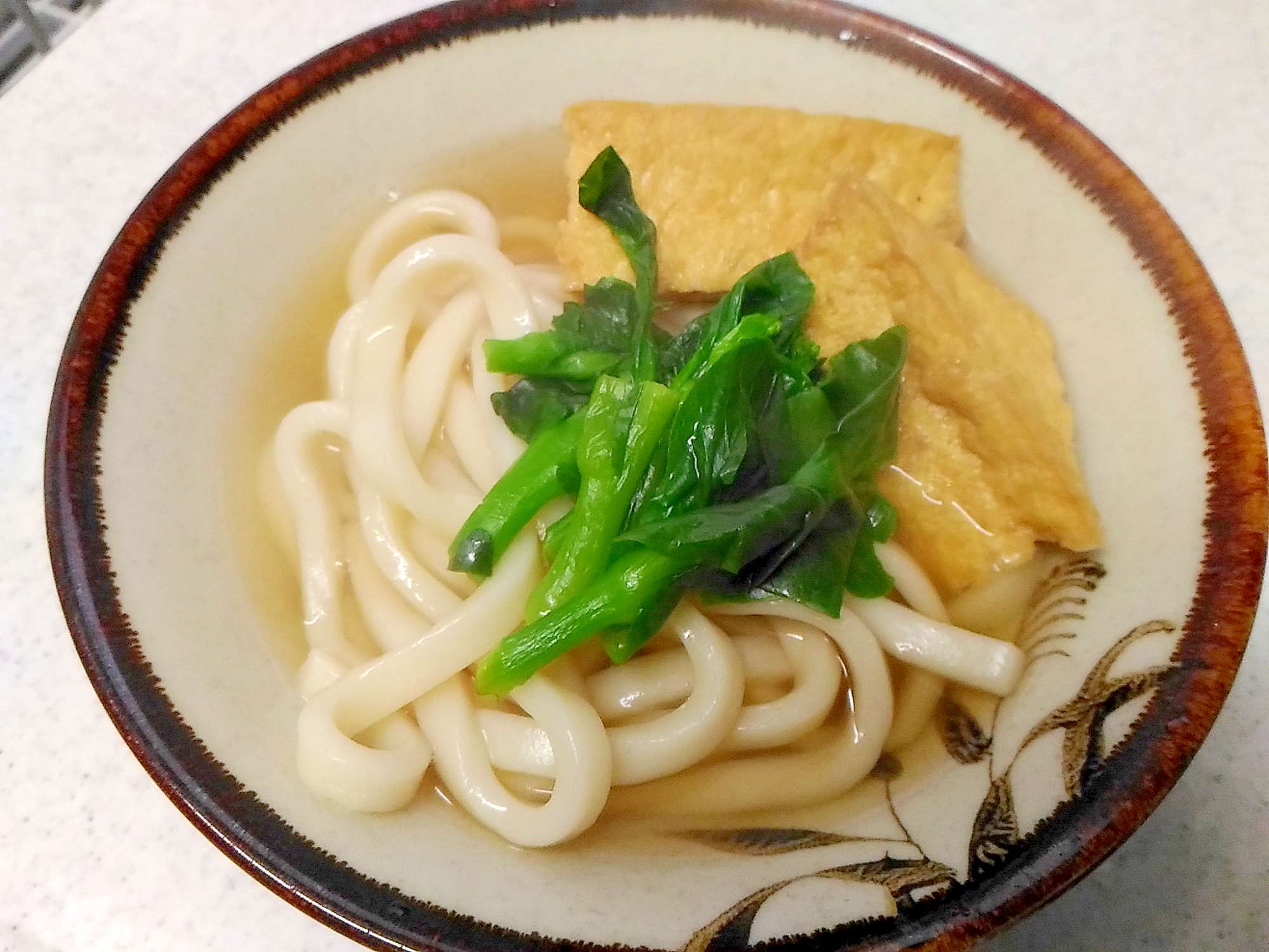 菜の花と厚揚げのおうどん