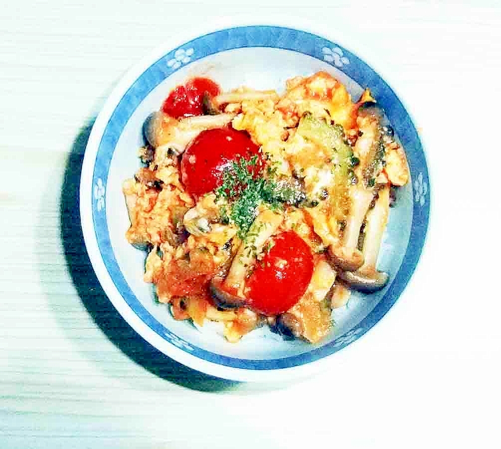 ゴーヤとプチトマトの丼