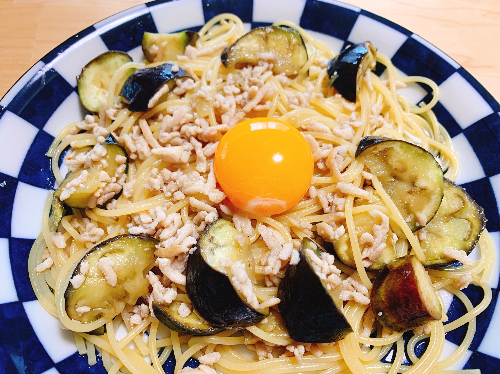 ナスと鶏の白だしで簡単和風パスタ☆