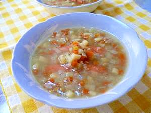 野菜とウインナーの食べるスープ(レンズ豆入り)