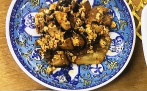 キムチと椎茸の炒り豆腐