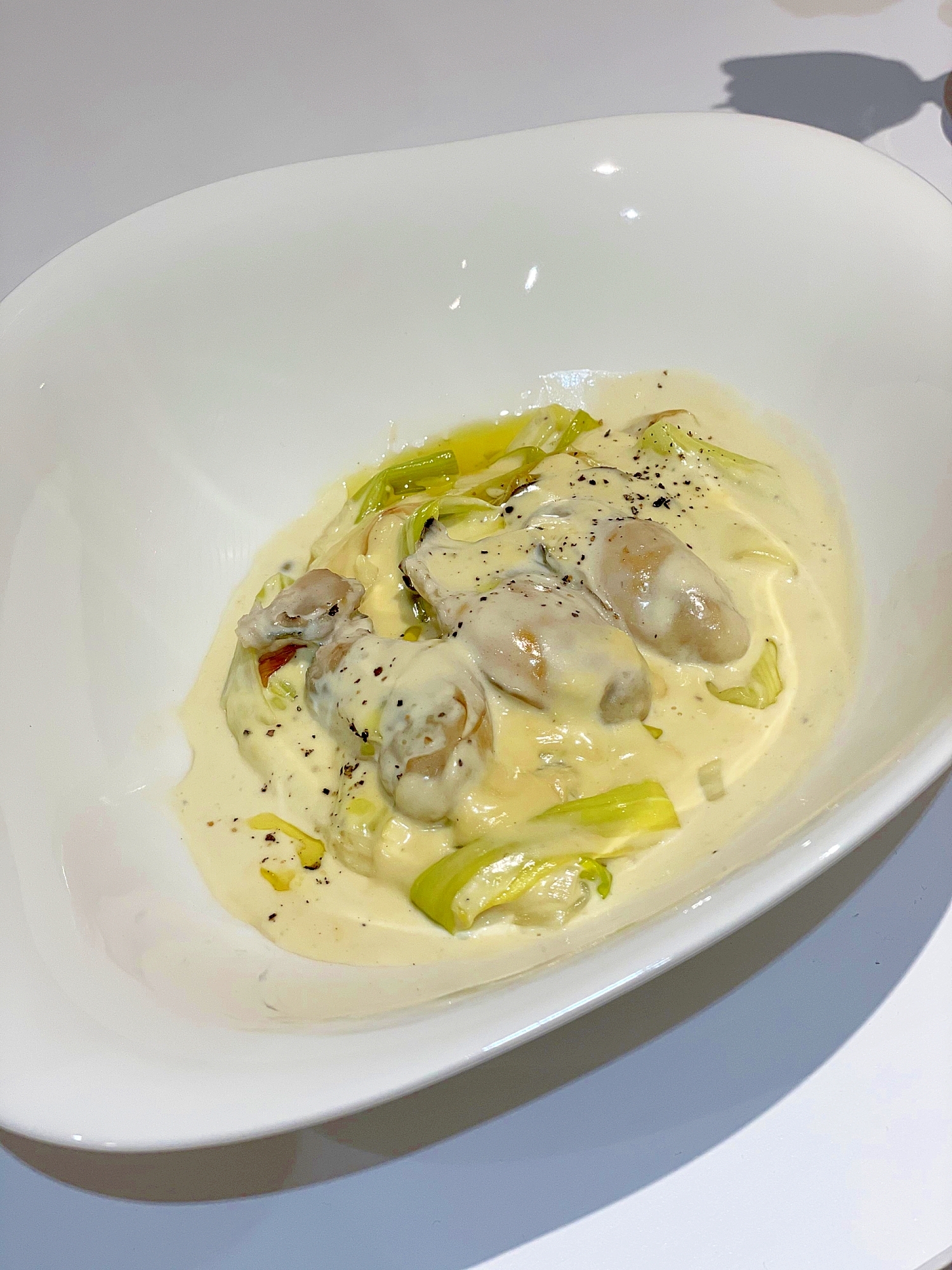 我が家の定番!牡蠣とネギのクリーム煮