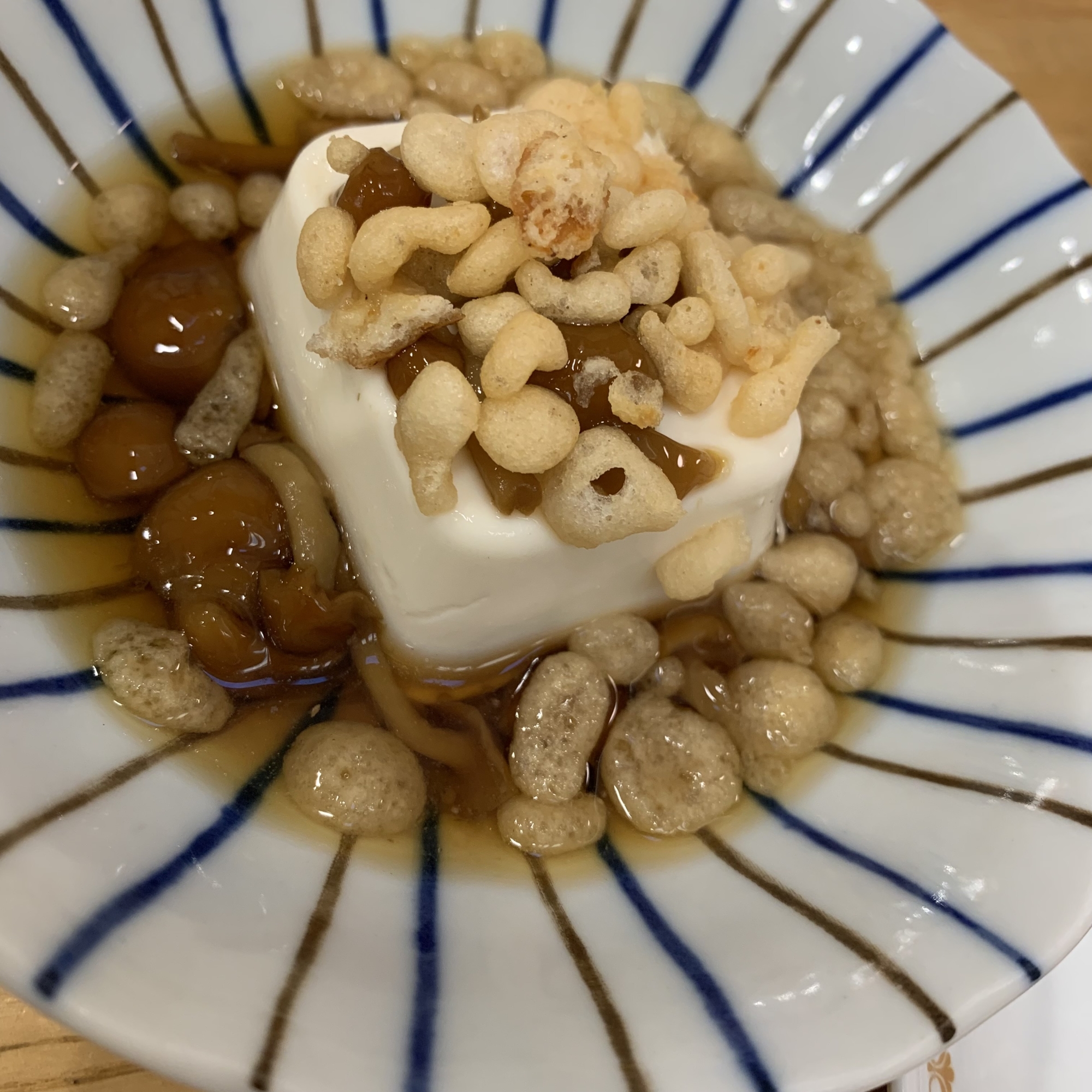 なめこと天かすの冷奴タレ