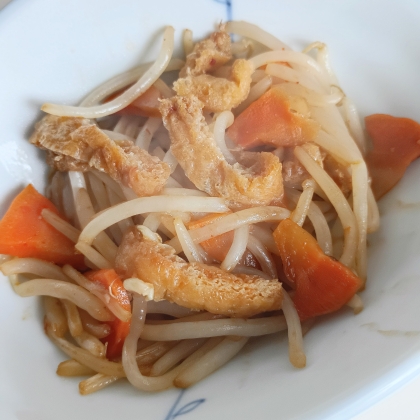 超激安♡おつまみ♡もやしと油揚げのピリ辛炒め