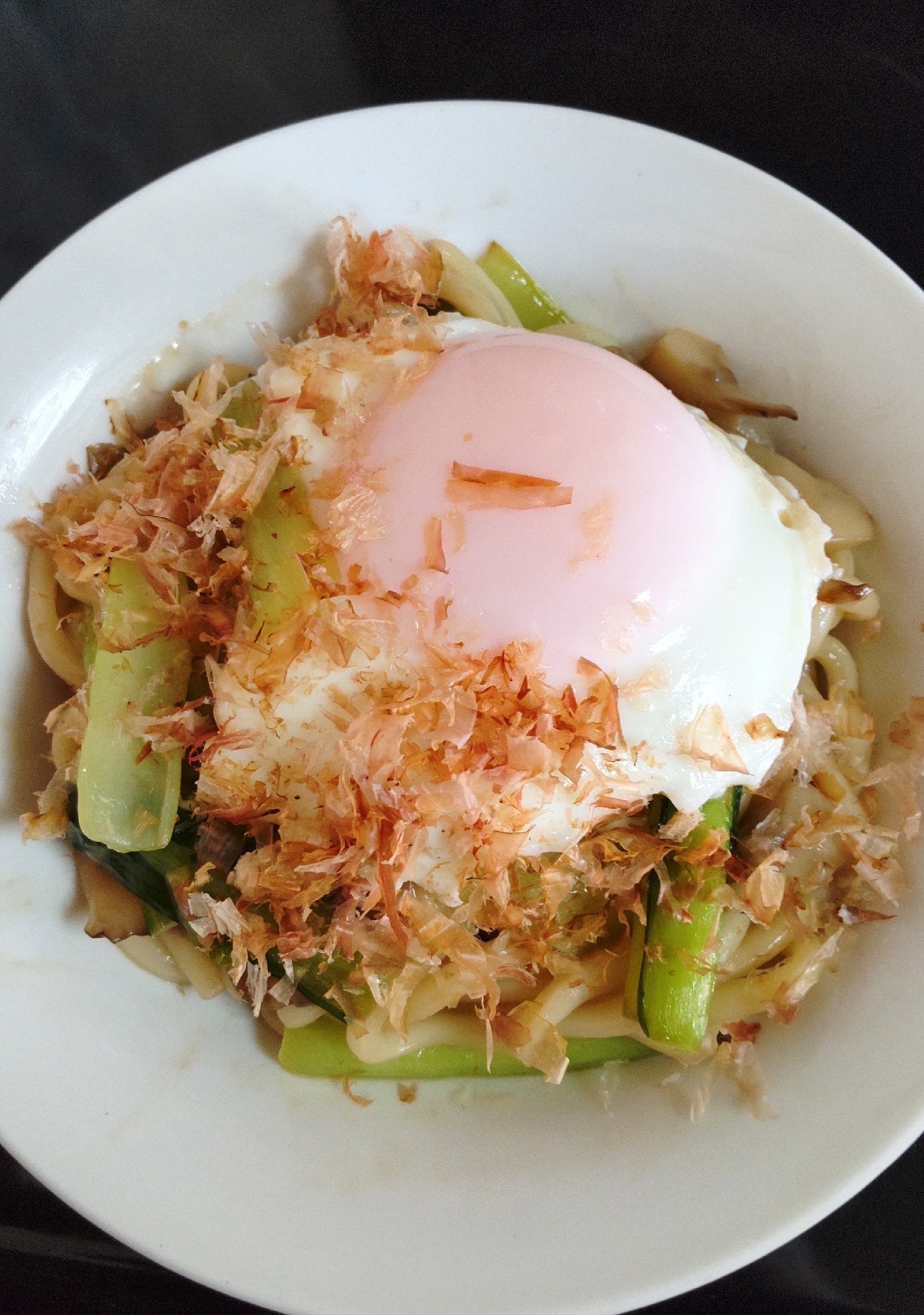 小松菜と卵の焼きうどん