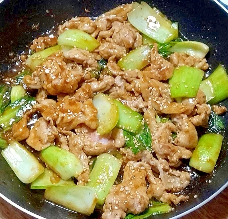 青梗菜と豚肉の簡単オイスター炒め
