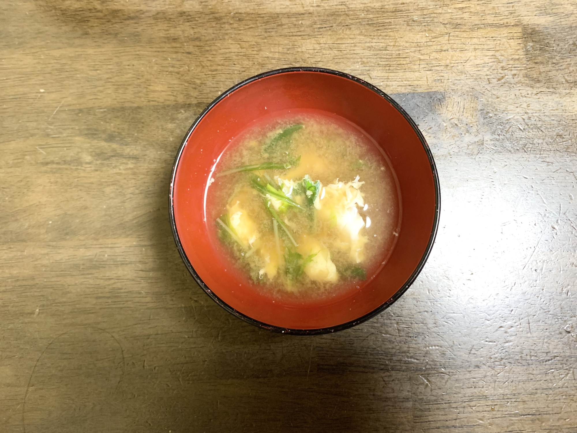味噌汁レシピ　水菜と卵の味噌汁