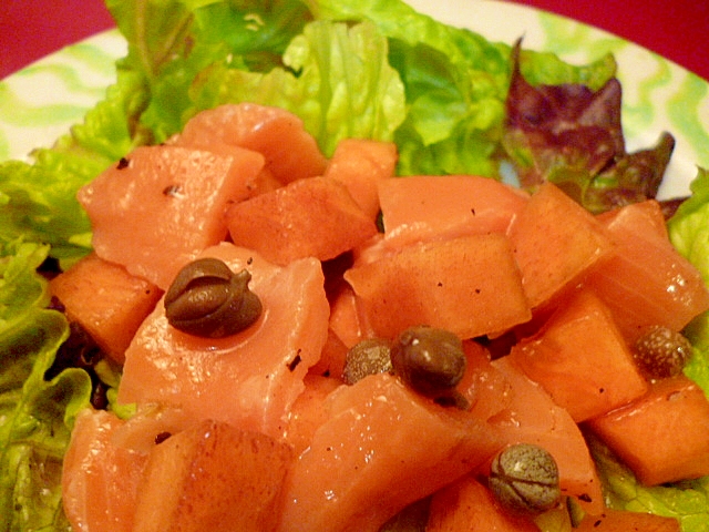 柿とサーモンのマリネサラダ レシピ 作り方 By fairy tale 楽天レシピ