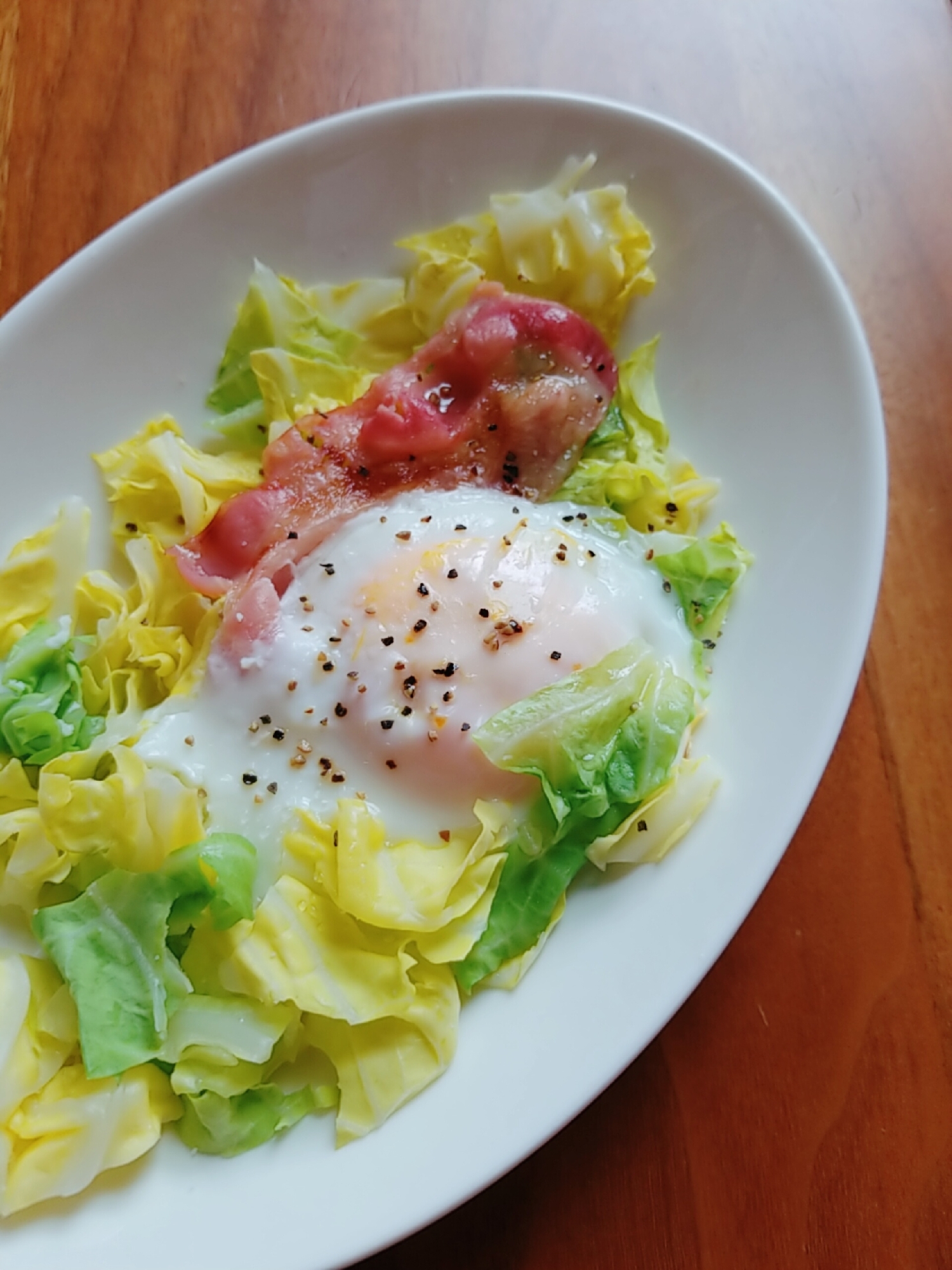 朝食に☆レンジで簡単ベーコンエッグ