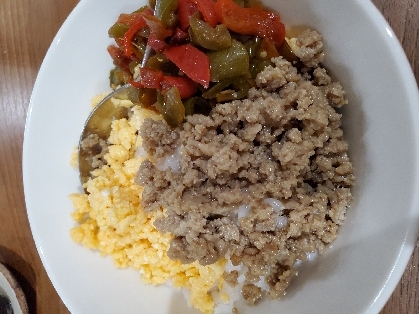 鶏そぼろ丼˚✧₊