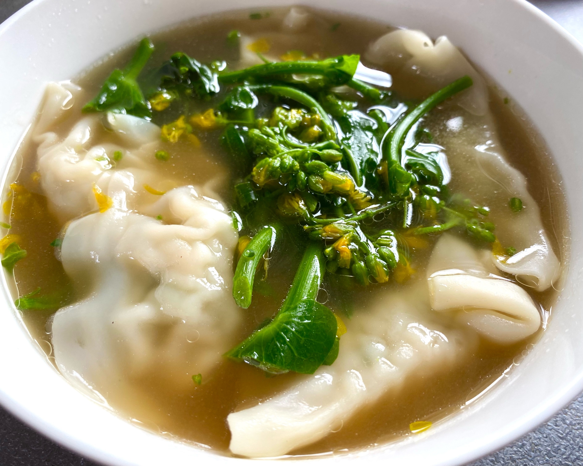 菜の花のスープ餃子☆季節のお野菜で☆