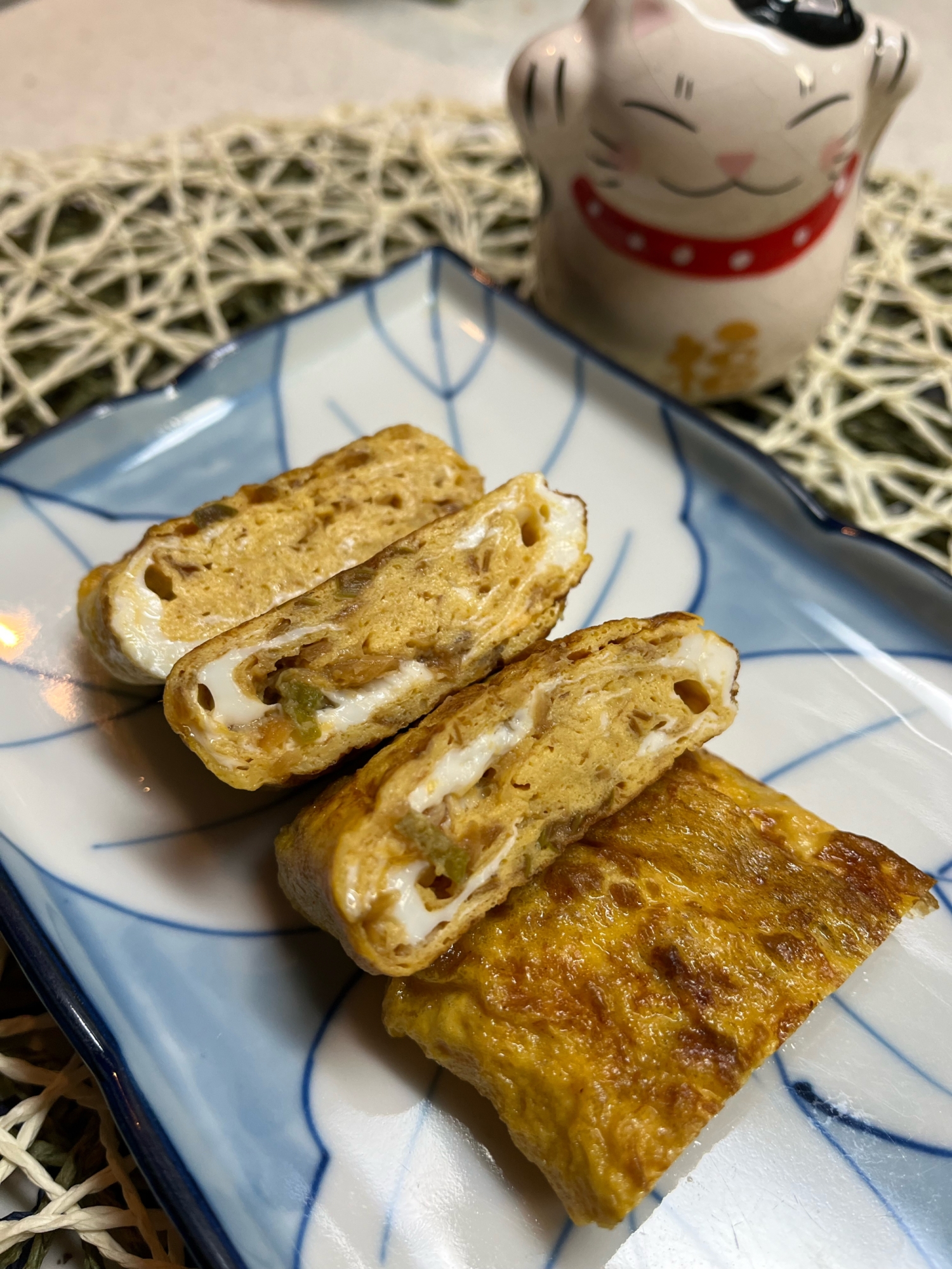 卵焼き♬長ネギと鰹節の湯豆腐のタレを使って