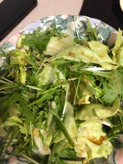 レタスと水菜と鰹節のポン酢サラダ