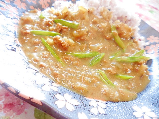 ❤モロッコインゲンと玉葱と挽肉のカレー❤