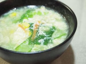 小松菜入りかき玉中華スープ