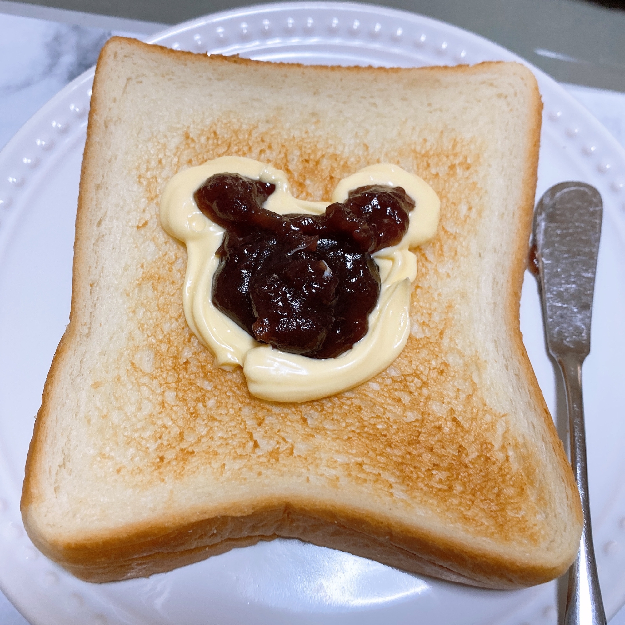 くまさん可愛い☆シナモン香るあんバタートースト☆