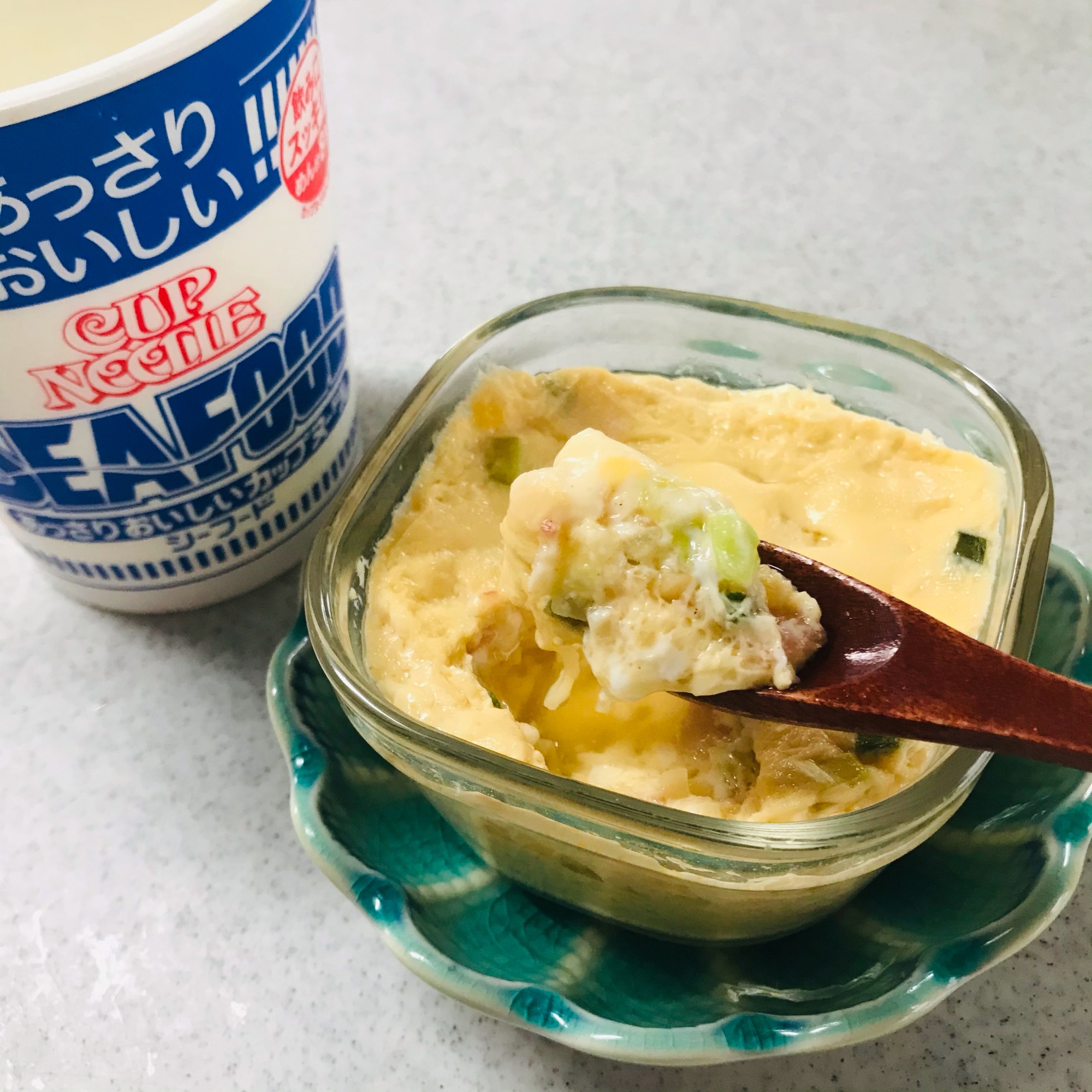 カップめん残りのお汁で簡単茶碗蒸し♪♪