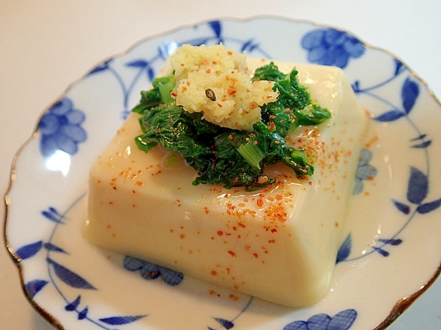 大根葉と生姜のピリ辛卵豆腐