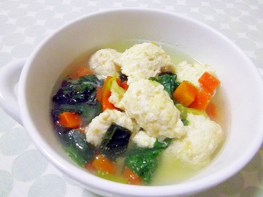 鶏豆腐団子の中華スープ