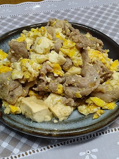 豚肉と卵のカレー味炒め