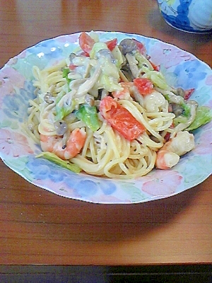 調整豆乳で！クリームパスタ