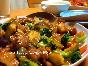 さつまいもと鶏肉の甘辛炒め