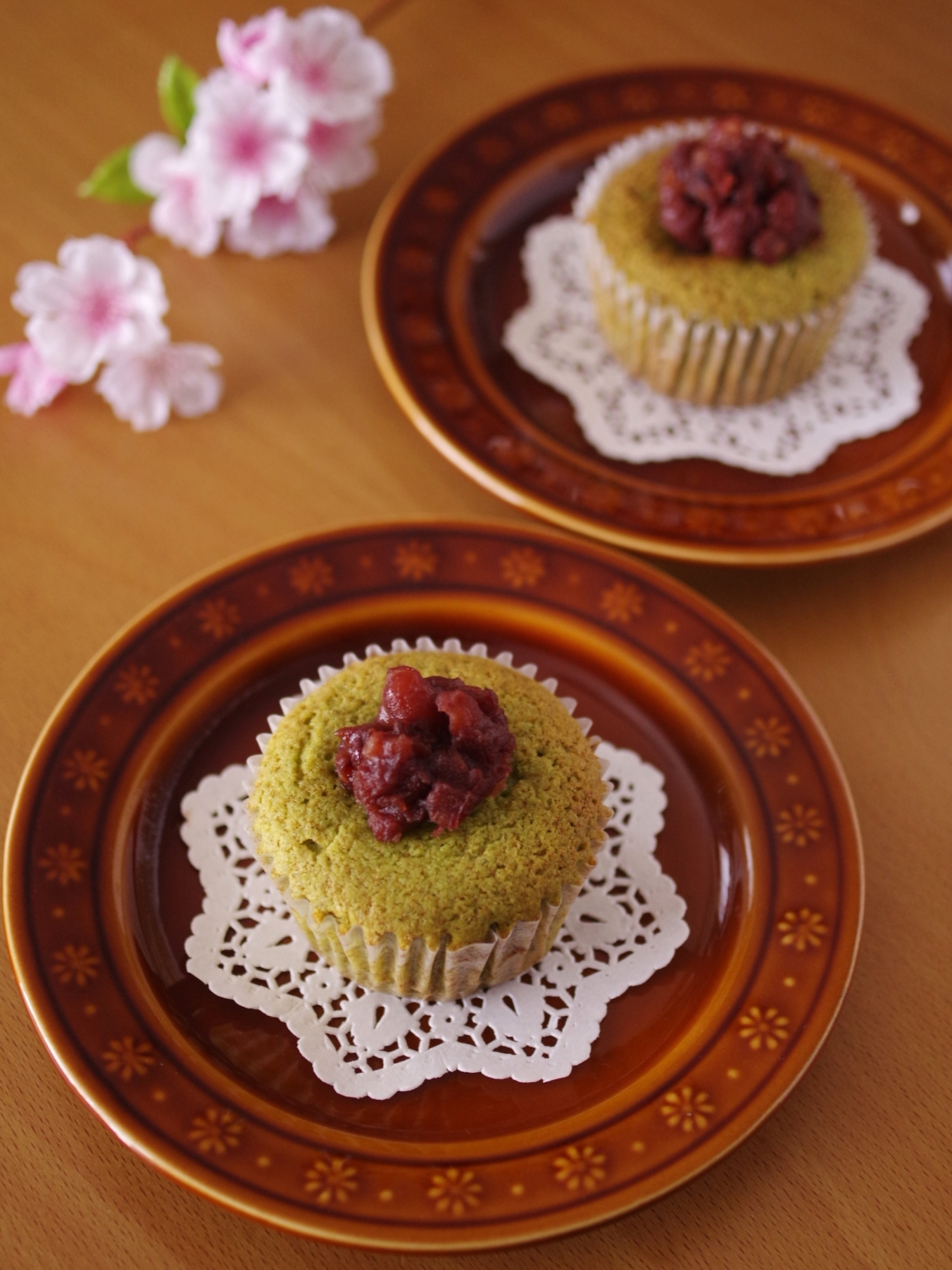 栗がまるごと！抹茶とあずきのはちみつカップケーキ