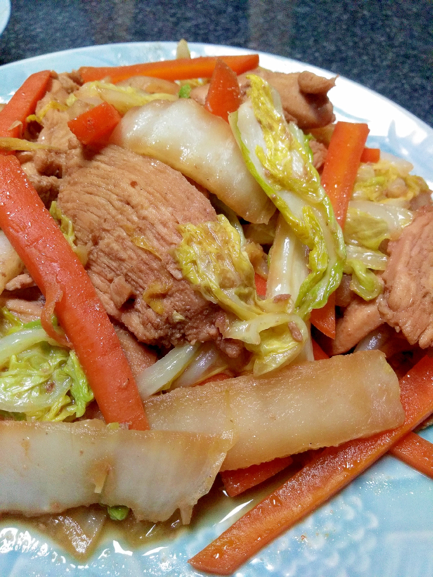 下味冷凍鶏むね肉で野菜炒め