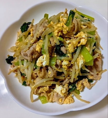 こくウマ～！もやし・豚肉・青菜・卵の中華炒め