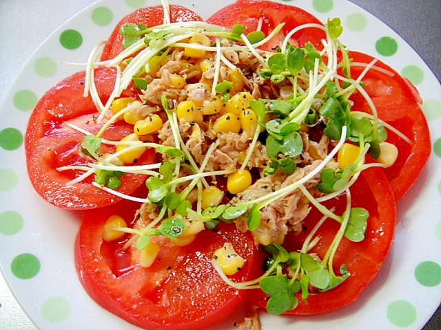 【お手伝いレシピ】トマトとツナコーンの簡単サラダ