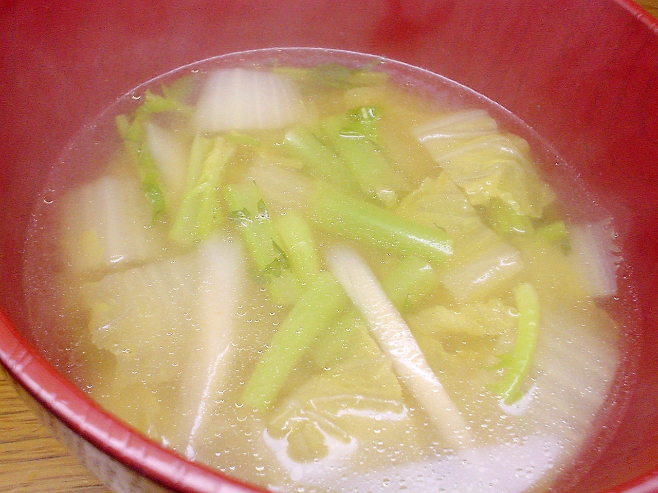 白菜ゴボウ大根葉スープ