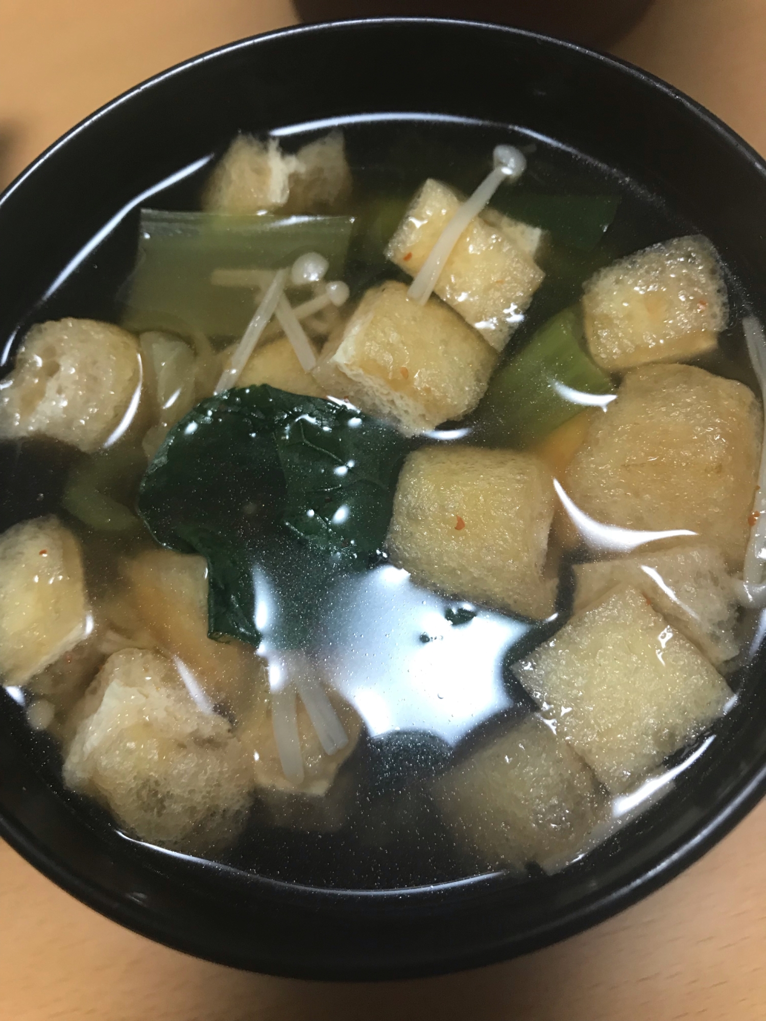 小松菜が入った豆板醤スープ