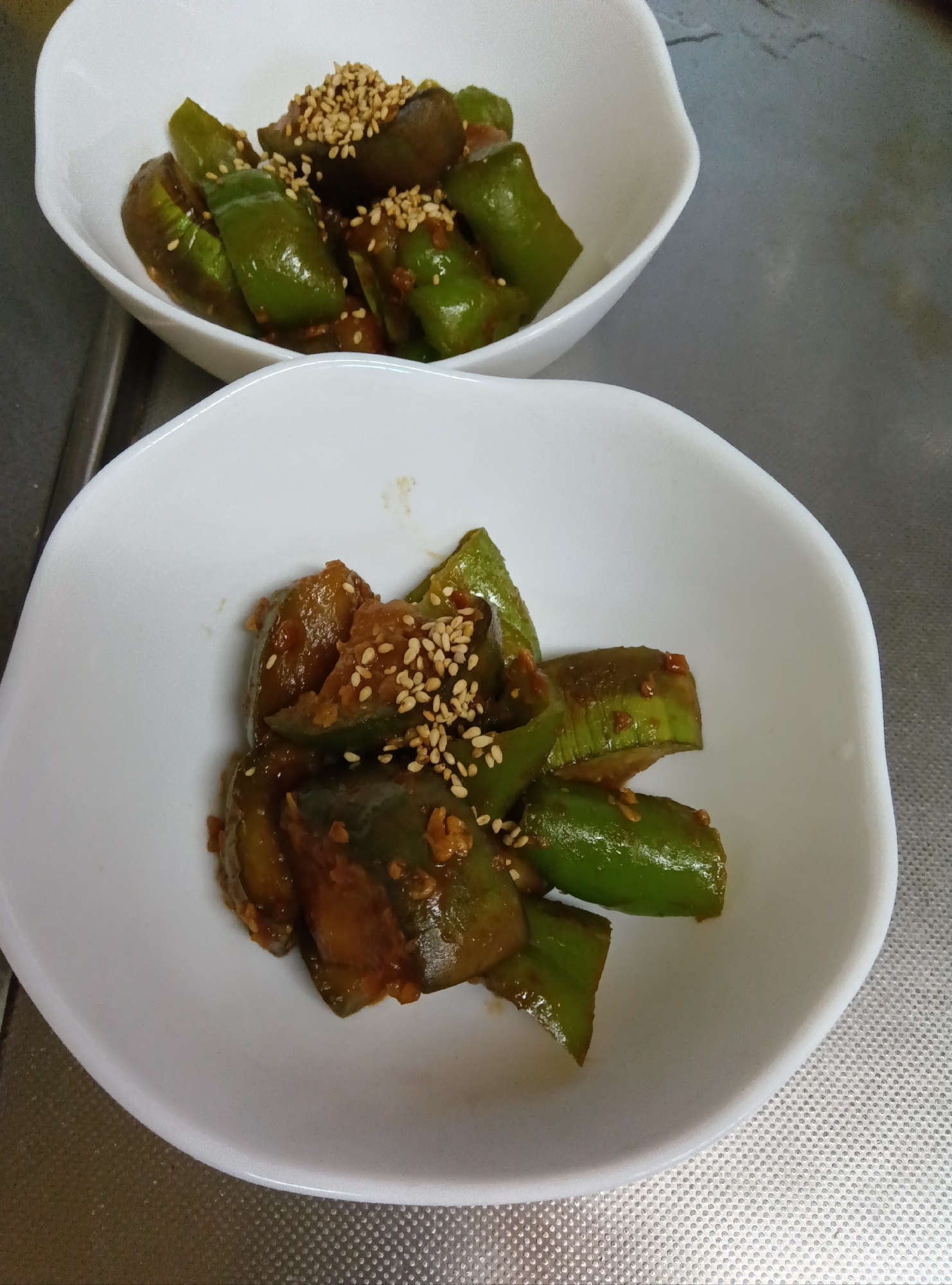 白ナスとピーマンの味噌炒め