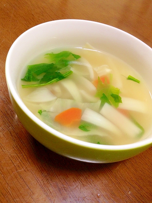 ほうれん草と彩り野菜のコンソメスープ