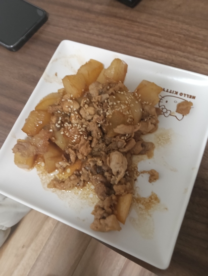 簡単・節約♡テリテリ甘辛みその豚バラ大根