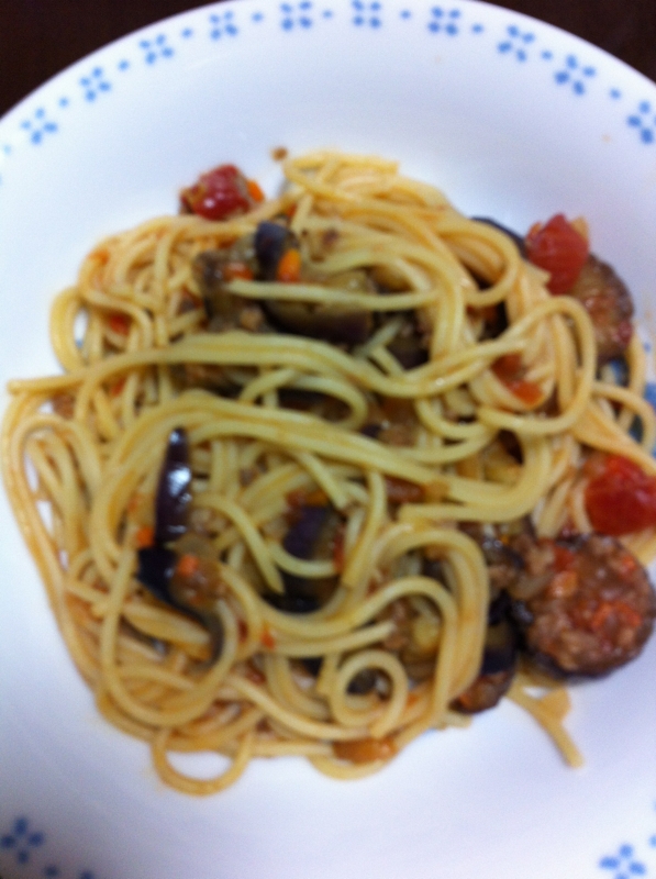ナスのトマトパスタ